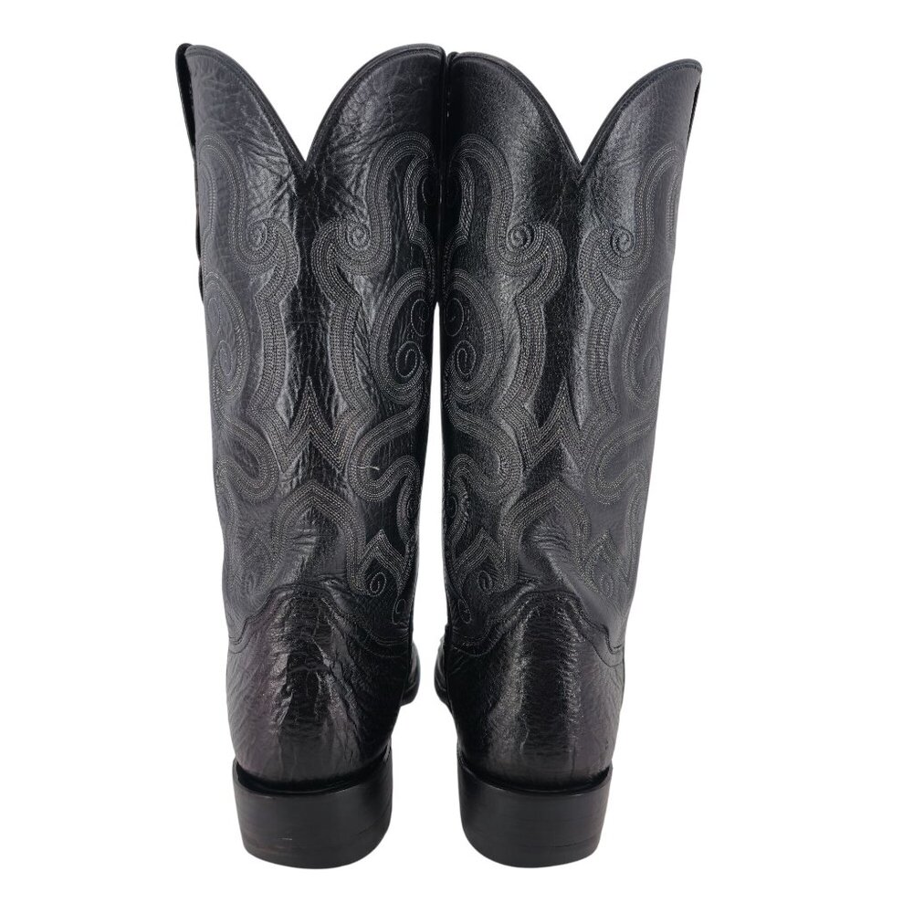 Luskey's Ryon's Mens size 9.5D Black Ostrich Exotic Leather Cowboy Western Boots - Picture 9 of 16